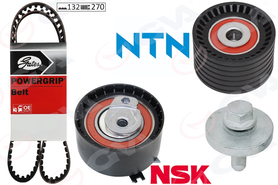 EKSANTRİK GERGİ KİTİ 132X270 CLIO II-III-MEGANE I-II-III-LAGUNA I-II-SCENIC I-II 1.4-1.6- 16V (K4M-K4J) K025671XS HTR 59T1423G(GATES+NTN+NSK)